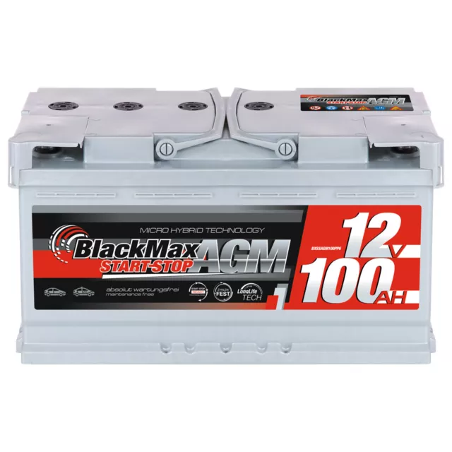 BLACKMAX AGM AUTOBATTERIE 12V 100Ah Start-Stop VRLA Batterie ers