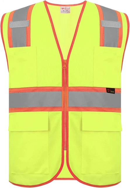 Zojo High Visibility Safety Vests with Pockets, Wholesale Reflective Vest for Ou