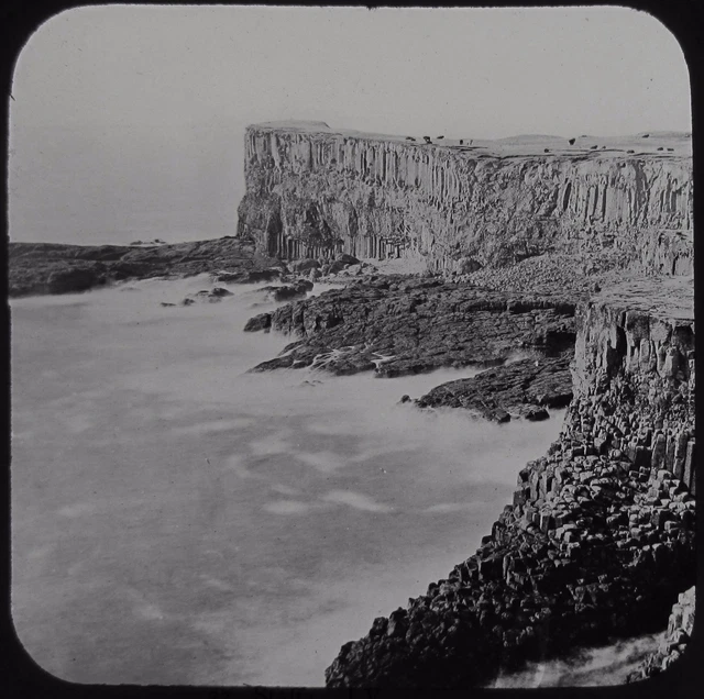 JV Glass Magic Lantern Slide STAFFA C1890 PHOTO SCOTLAND