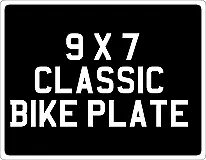 VINTAGE BLACK & SILVER BIKE  NUMBER PLATE 9 x 7 229 mm X 178 mm CLASSIC