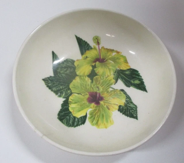 Santa Anita Ware Yellow Hibiscus Flowers Of Hawaii Pottery 6.5" Bowl