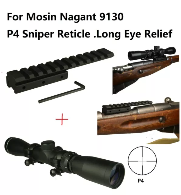 2-7X32 Long Eye Relief Scout Scope With Low Profile Mosin Nagant 91/30 Mount