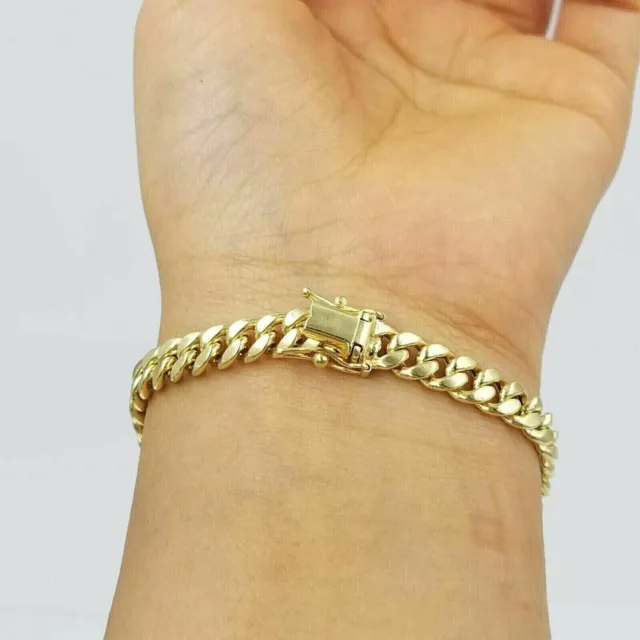 Solid 14k Yellow Gold Over 6mm Link 7.5" Men/ Women Bracelet Miami Cuban Link