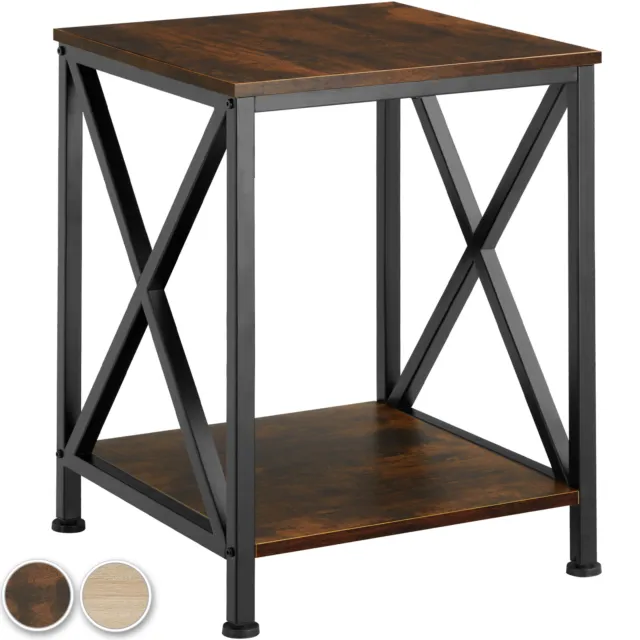 Beistelltisch Nachttisch Couchtisch 2 Ablagen Regal Tisch Holz + Metall schwarz