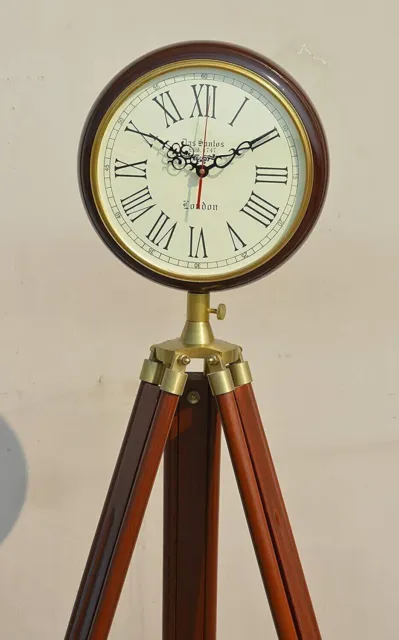 Horloge Vintage Nautique Avec Trépied En Bois Marron Décor À La Maison...