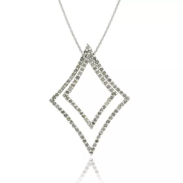 1CTW Diamant Géométrique 2 IN 1 Argent Pendentif Collier