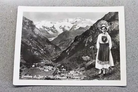 Foto Montagna Valle d'Aosta - Gressoney Saint Jean panorama e costume 1950 ca