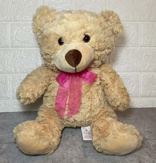 KEEL TOYS RECYCLED 11” Sitting Teddy Bear With Pink Bow Soft Toy £7.95 ...