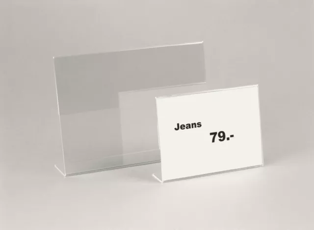 10 Stück Acryl Prospekt Ständer in DIN A5 Querformat - L-Aufsteller transparent