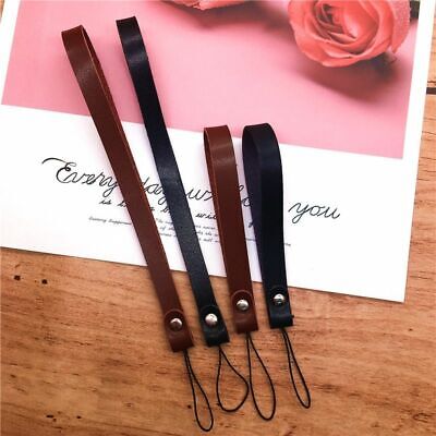 Leather Wrist Strap Hand Short Lanyard Keychain ID Badge Holder For Mobile Phone