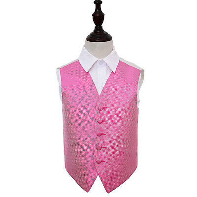 DQT Woven Greek Key Patterned Fuchsia Pink Boys Wedding Waistcoat 2-14 Years