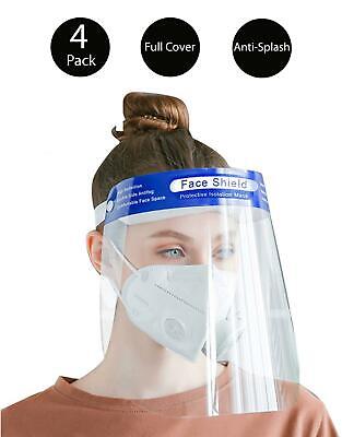 Face Shield Visor Reusable Full Face Clear Unisex Washable Dust Proof 4 Pack