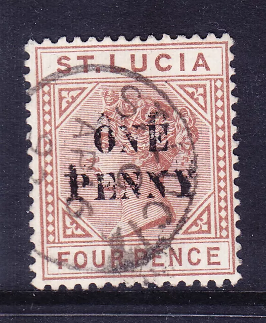 ST LUCIA 1891 QV SG55a 1d on 4d brown - surcharge double very f/u cat £250 mint