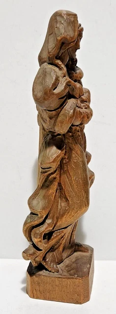 VINTAGE MADONNA WITH Child Mary Baby Jesus Wood Carving Figure Statue ...