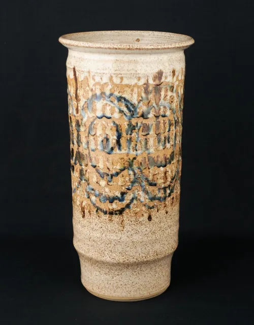 Large Studio Pottery Vase Wax Resist Vase  27.5 Cm