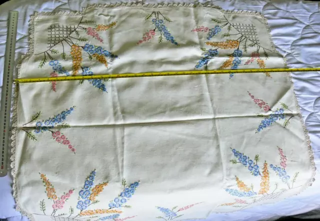 Hand Embroidered Linen Tablecloth 880x820 with Crochet Edge 15mm Wide Not Washed