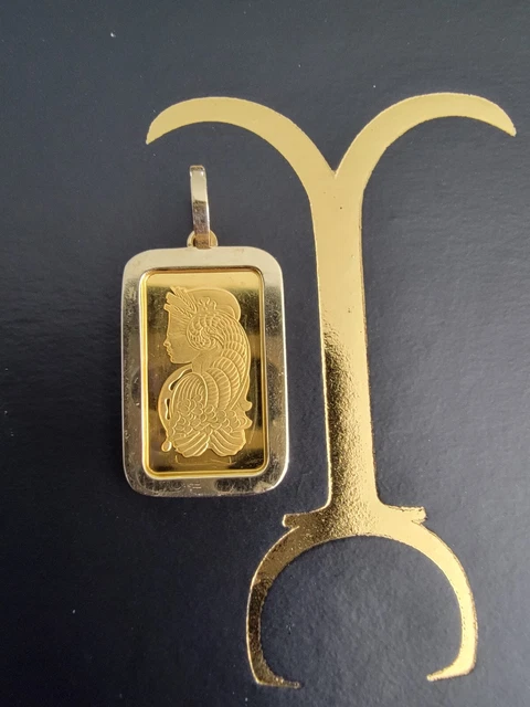 Jacoje Pamp Suisse Lady Fortuna 2.5 g Gold Bar Pendant 24K with 14k frame Jacoje Pamp Suisse Lady Fortuna 2.5 g Gold Bar Pendant 24K with 14k frame