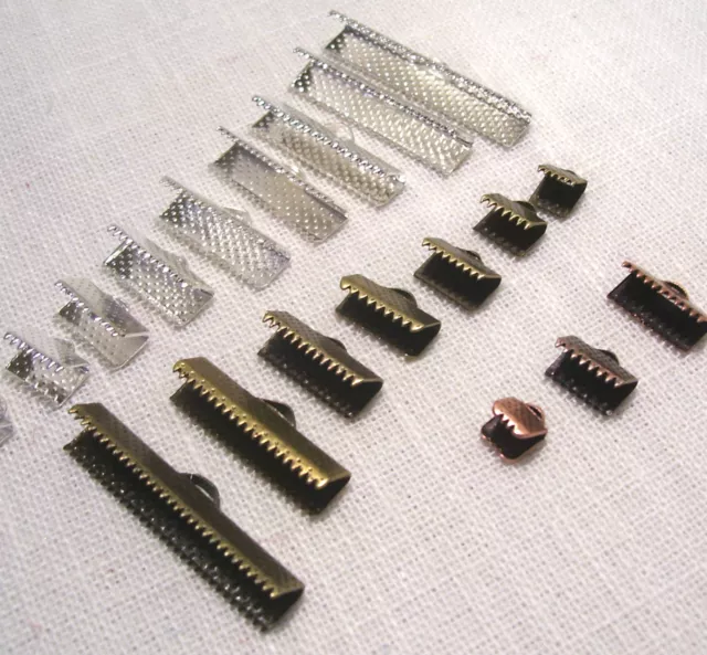 LOT (10 ou 20) EMBOUTS GRIFFES FERMOIRS ATTACHES PINCES à ÉCRASER RUBANS BIJOUX
