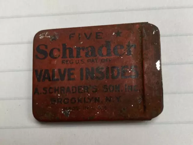 Antique Schrader Valve Stems In Original Tin Advertising Packaging (4)only