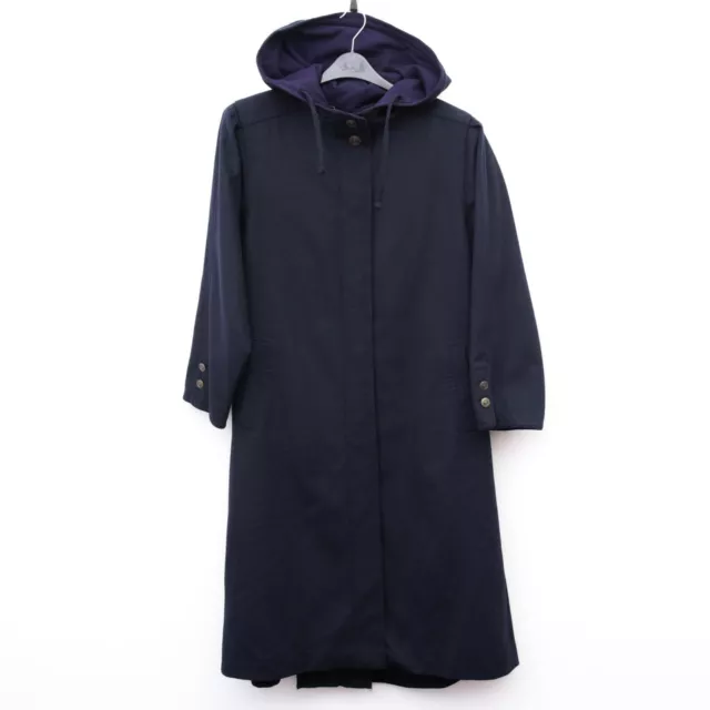 Julius Lang S Donna Lana Lunga sopra Cappotto Navy Giacca con Cappuccio Inverno