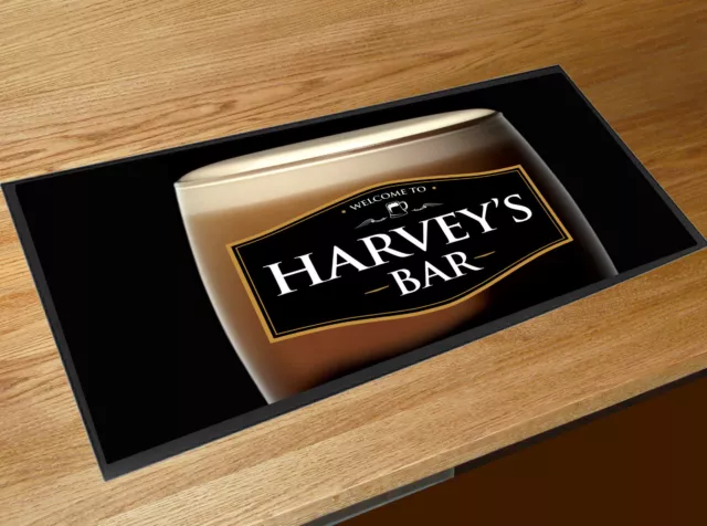 Personalizzato Welcome Stout Pinta Bicchiere Etichetta Nera BAR Runner Tappetino