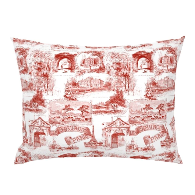 De Paris Toile Turkey Red Victorian Pillow Sham by Spoonflower