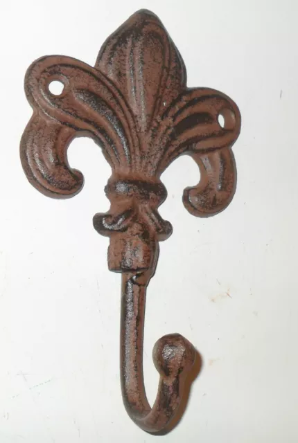 Beautiful Cast Iron VICTORIAN LILY / FLEUR de LIS Towel Holder misc wall HOOK