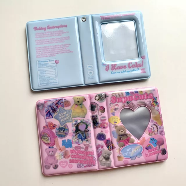 Álbum de fotos INS rosa azul 3 pulgadas 40 bolsillos soporte para tarjetas de fotos cuadrado hueco Reino Unido