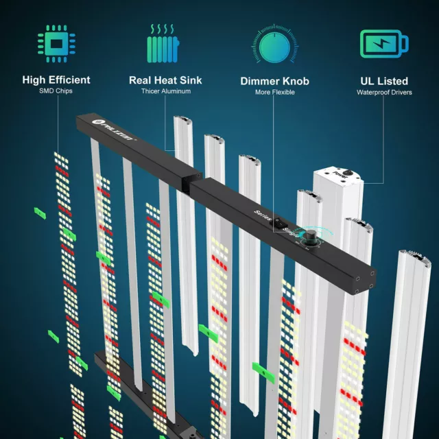 Phlizon FD6500 LED Grow Lights Sunlike Full Spectrum Commerial Bars Hydroponics 2