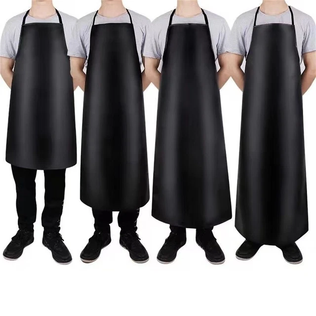 Apron Comfortable PVC Leather Soft Waterproof Black For Work Heavy Duty
