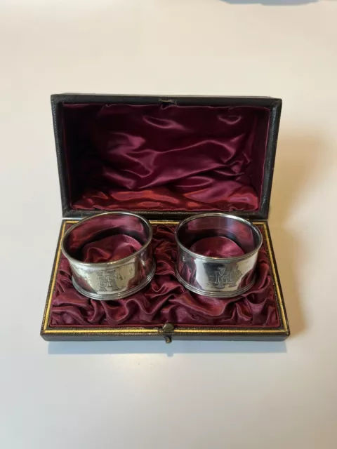 Antique Silver Plated Napkin Rings 1877 Engraved