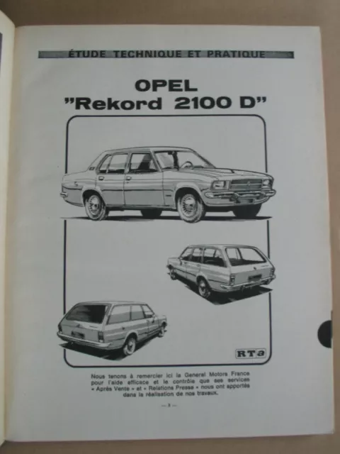 Revue Technique Automobile pour OPEL Rekord 2100 D berline et break