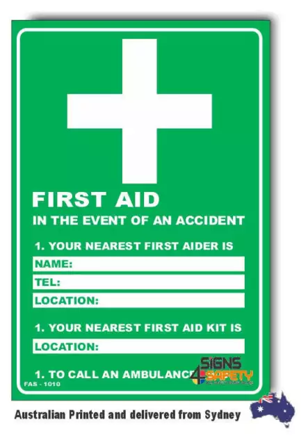 First Aid - In The Event Of An Accident Sign