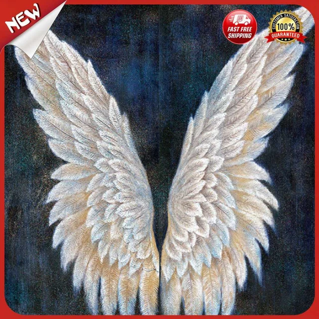 es DIY Diamond Painting Full Square Drill White Angel Wings Rhinestone Modern Cr