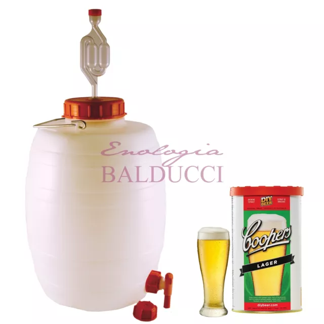 Kit Di Fermentazione Birra Base = Fermentatore + Malto Lager Per Fare 23Lt