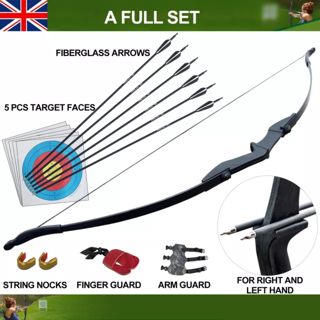 40lb Long Bow Archery Takedown Recurve Bow and Arrow Set Hunting Training Target