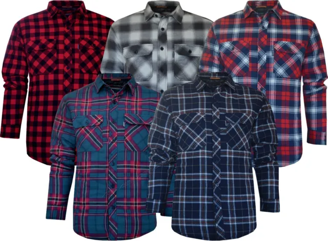 Mens Padded Lumberjack Shirt Jacket Quilted Lined Flannel Check with 4 Pockets