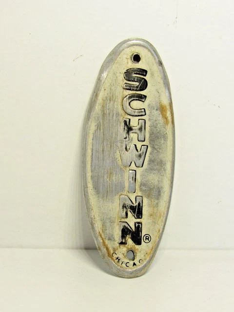 Vintage Original Schwinn Head Badge, Chicago,  White And black   #O-27