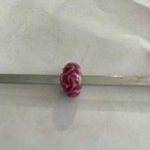 CHAMILIA Fuschia Flames MURANO GLASS 925 Sterling SILVER BEAD CHAM O-43 Pink