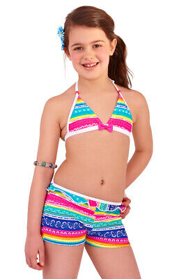 Costume da bagno estivo da spiaggia per ragazze arcobaleno bambini 2 pezzi top + pantaloncini