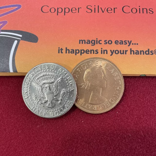 Copper Silver Coins Genuine US Half Dollar Copper Penny Coin Trick 3