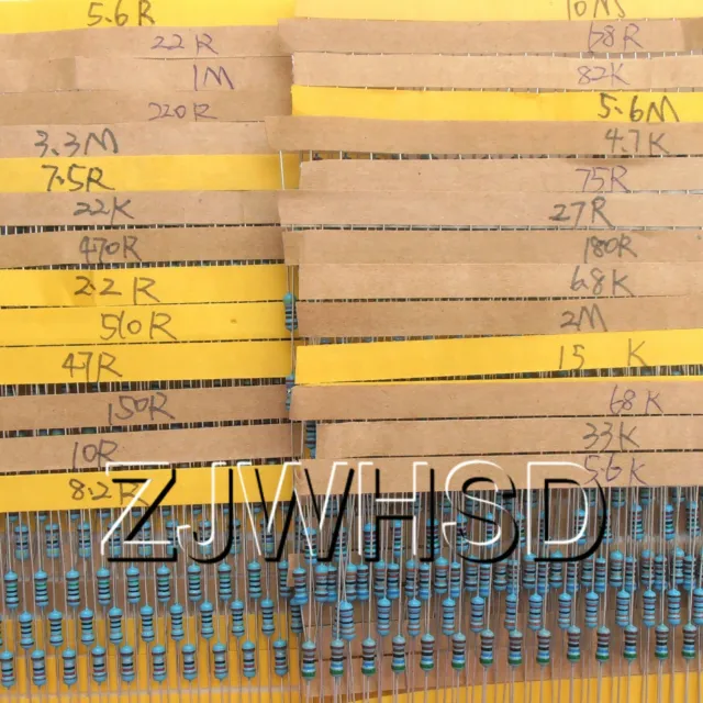 (1Ω–10M Ω) 1120pcs 56 Values 1/4W 0.25W 1% Metal Film Resistors Assorted kit Set