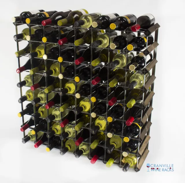 Cranville wine rack storage 72 bottle dark oak stain wood and metal self build