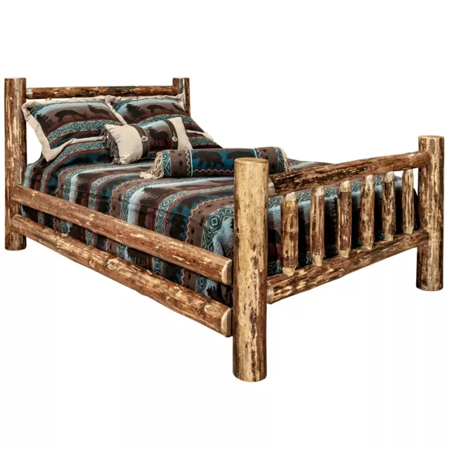Rustic Log Bed KING Size Beds Amish Made in USA Lodge Cabin Style Furniture