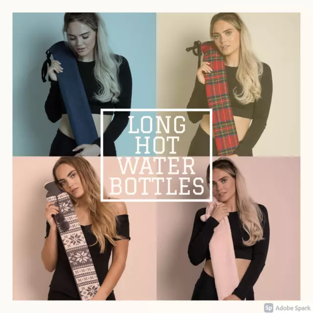 Ebays No.1 Long Hot Water Bottle with Designer Covers Fur Knit Fleece  2L 75cm