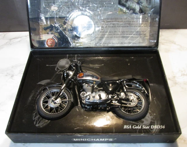 MINICHAMPS BSA GOLD Star DBD34 1956 1:12 Scale Diecast Model. Mint