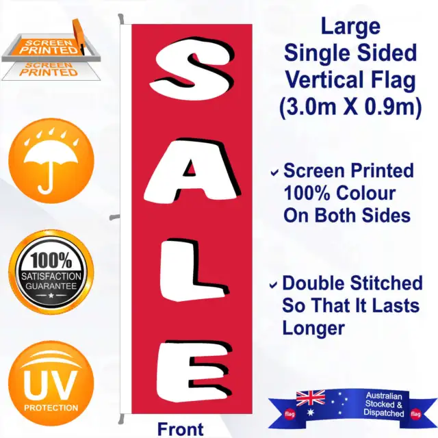 SALE Red Vertical 90x300cm Flag *Promotional *Outdoor *Cost Effective