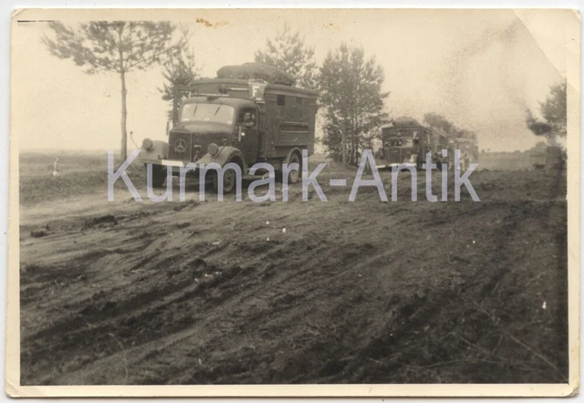 C456 Foto Wehrmacht Russland Funker Nachrichten LKW Mercedes Kabine TOP Technik