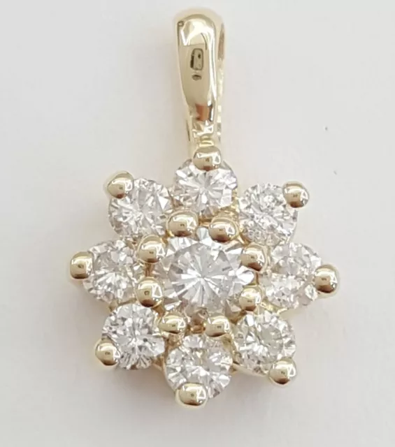 Natural Round Brilliant Cut Diamond Halo Pendant in 14K Yellow Gold 0.5 ct