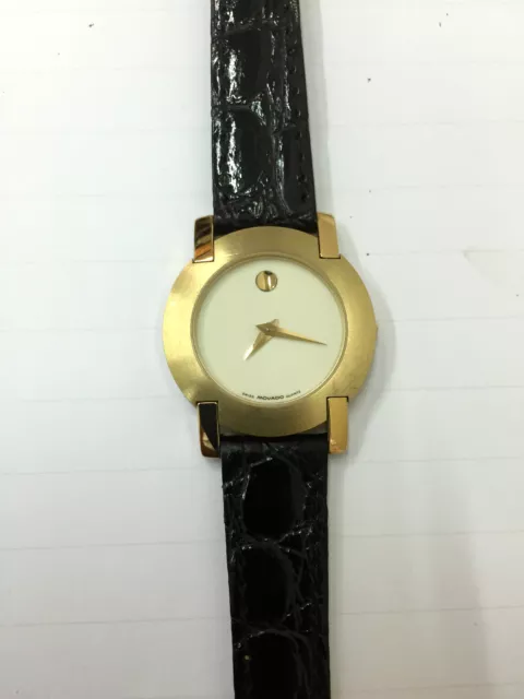 Orologio movado museum donna SWISS pelle nera 87A1824 WATCH black LEATHER new